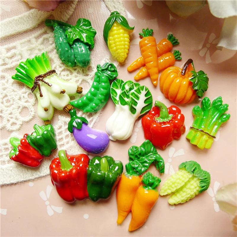 

30PC/Pack Different Style Vegetables Resin Accessories Children DIY Handmade New Planar Resin Slame Fill Glitter Craft Supplies