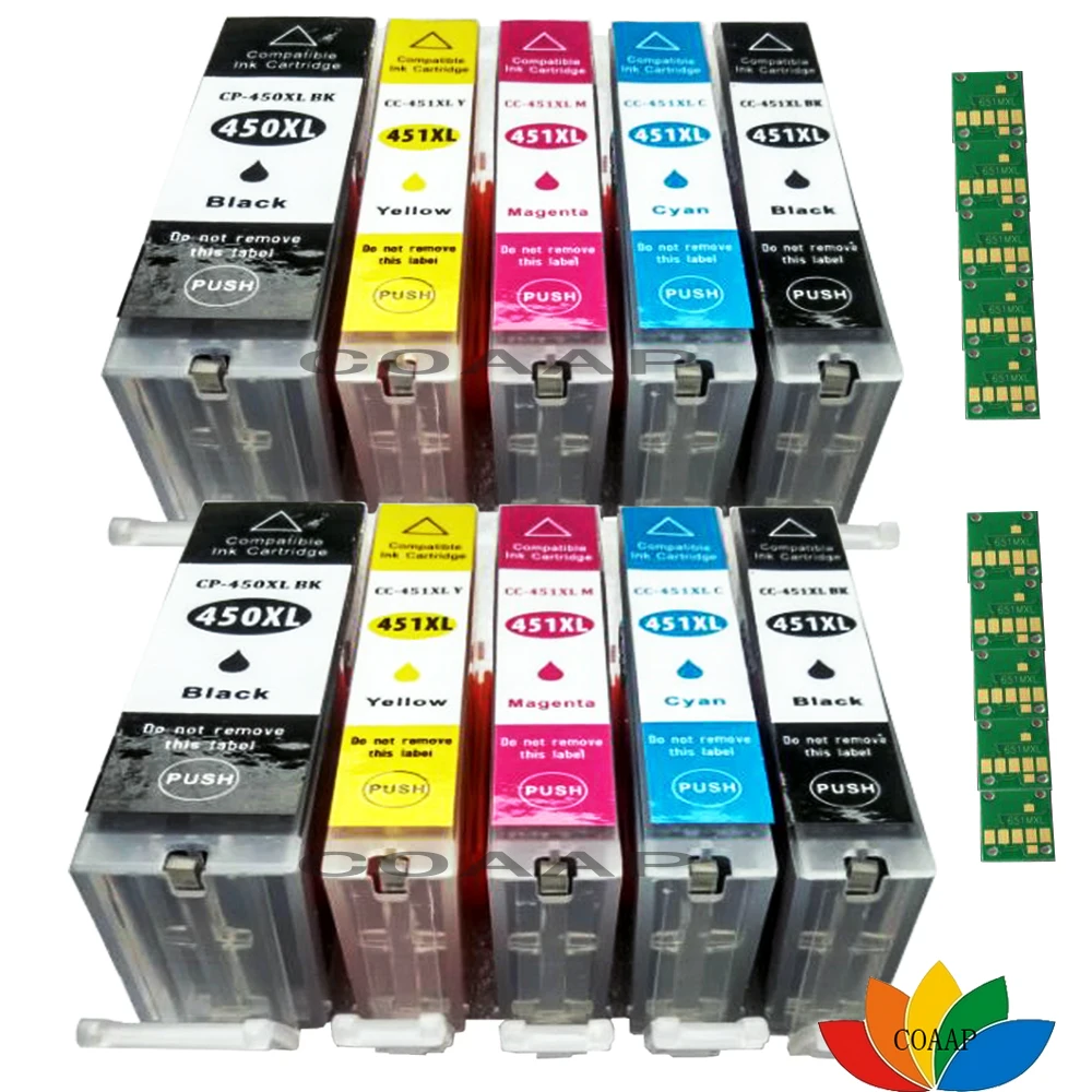 

10 Compatible PGI-450 CLI-451 Ink Cartridge for Canon PIXMA IP7240 MG5440 MG5540 MG6440 MG6640 MG5640 MX924 MX724 IX6840 printe