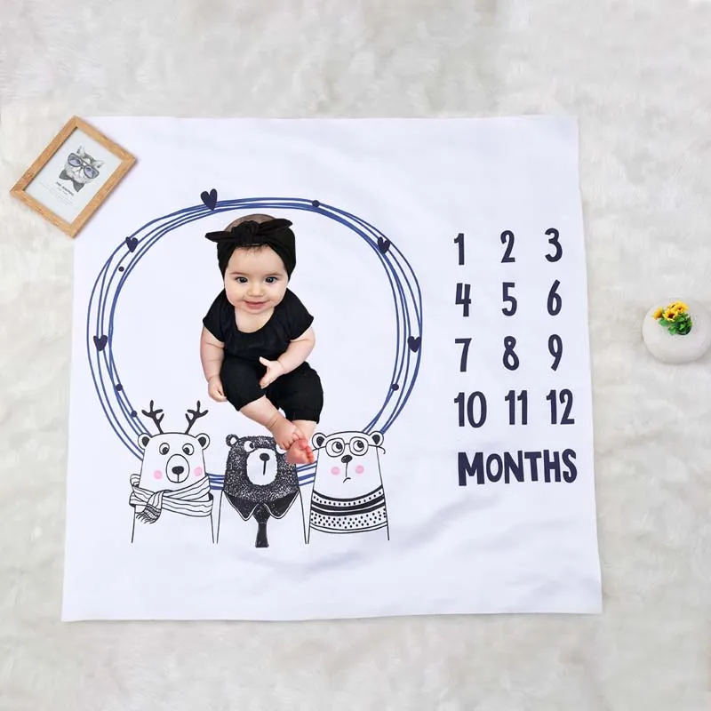 Новорожденный ребенок ежемесячный рост номер одеяло-Ростомер задний план ткань обувь для девочек мальчик память ковры реквизит фотографии
