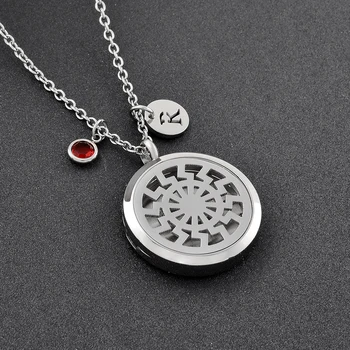 

12 Pads Sun design aromatherapy locket 316l stainless steel perfume locket diffuser necklace
