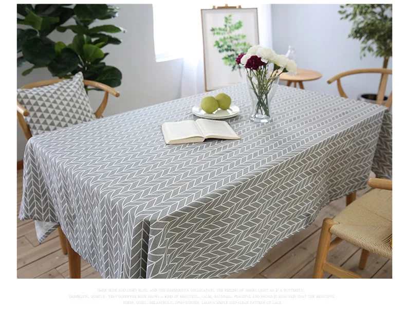 Grey Linen Tablecloths Rectangular Home Table Cover Modern Grey