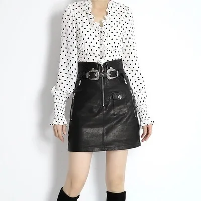 

2019 New Fashion Genuine Sheep Leather Skirt E32
