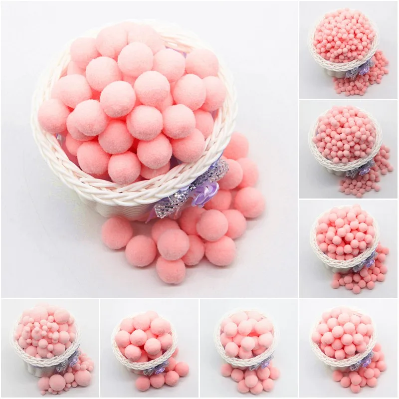 

light pink Pompom 8mm 10mm 15mm 20mm 30mm Pom Poms Crafts Supplies DIY for Kids Toy Garment Sewing Home Wedding Decorations 20g