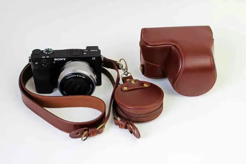 New Black Brown Retro Real Genuine Leather Camera Case Cover Bag For