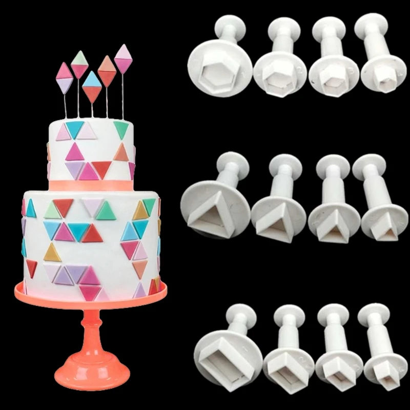 

4 Pcs Hexagon Triangle Rectangle Plastic Cake Mold Chocolate Cookie Cutter Fondant Decoration Tools kitchen tools
