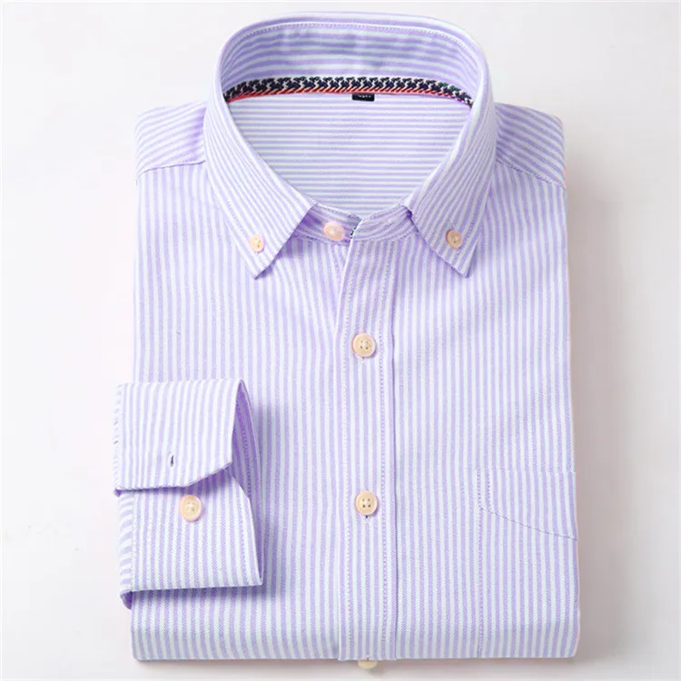 Новая мода дизайн повседневные деловые мужские рубашки с длинным рукавом высокого качества Оксфорд облегающие одноцветные мужские рубашки M016 - Цвет: 8