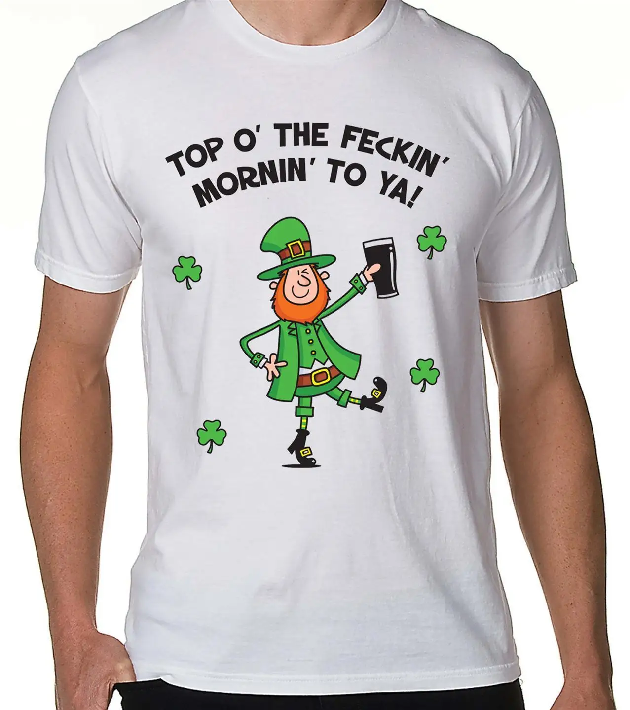 st patricks day mens t shirts with leprechaun