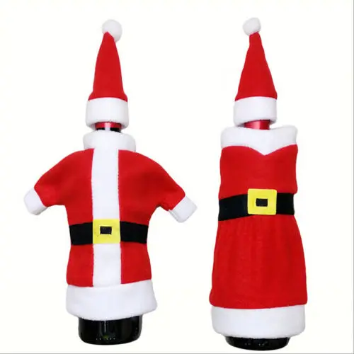 

Merry Christmas Wine Bottle Cover Flannel Santa Hat Scar Xmas Dinner Party Table Bottle Decor Christmas Decoration Ornaments