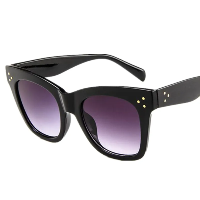 Женские солнцезащитные очки "кошачий глаз" с заклепками, роскошные брендовые дизайнерские солнцезащитные очки для женщин, большие очки, знаменитостей Ким Кардашьян
