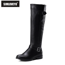 SIMLOVEYO/сапоги из искусственной кожи высокого качества женские сапоги до колена Дамская обувь на молнии с пряжкой Zapatillas/тонкая обувь с металлическим украшением, B101