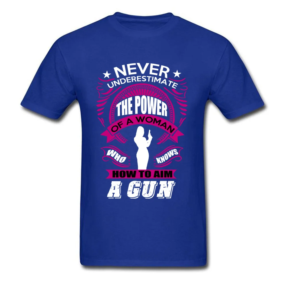 Casual A WOMAN WITH GUN Unique Short Sleeve VALENTINE DAY Tops Shirt 2018 Popular O Neck Cotton Fabric T-shirts Men Top T-shirts A WOMAN WITH GUN blue