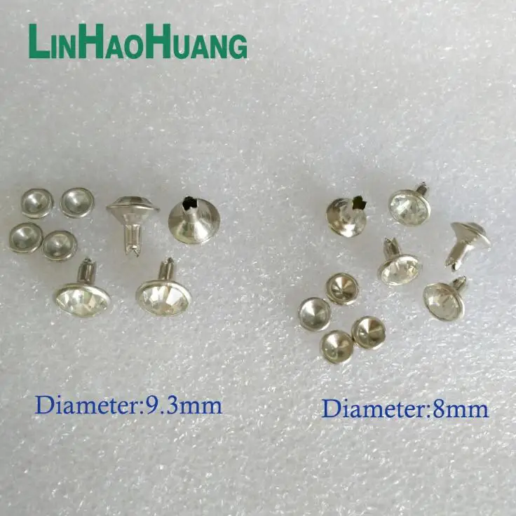 100set /lot 8mm/9.3mm Glass Stone Rivets Nail Bass Rhinestone Rivets