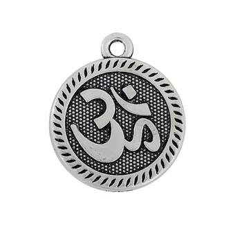 

RAINXTAR Alloy Yoga Symbol Charms Double Side OM Pendant Charms 50pcs AAC1725