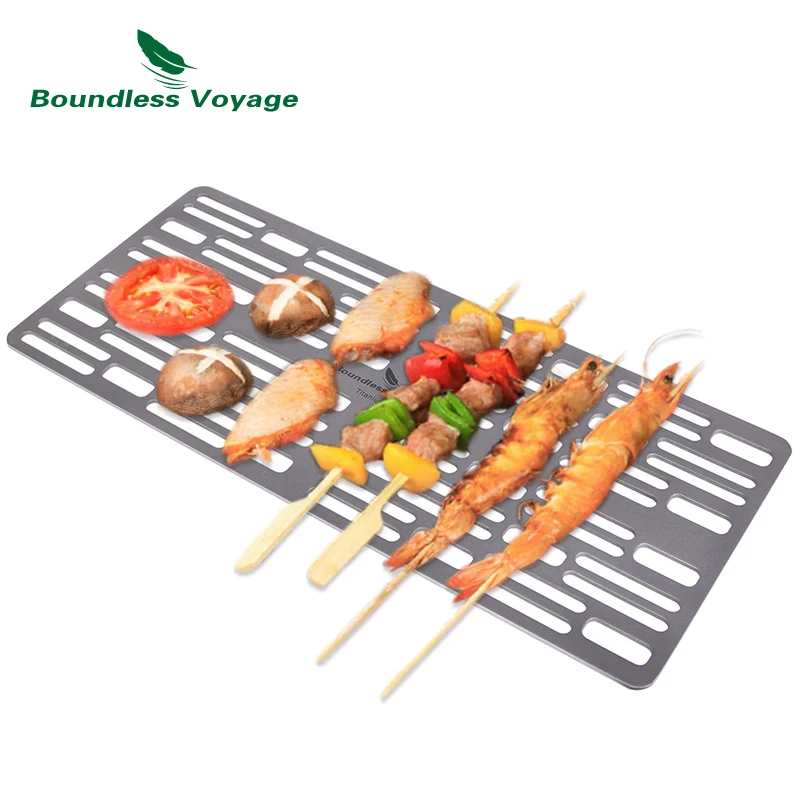 usharedo Boundless Voyage Mini Size Durable Titanium Charcoal BBQ Grill Plate Include a Carry Bag for Outdoor Camping Beach 