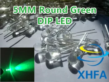 

Free shipping 1000pcs /lot Transparent Round LED 5MM Green Light Colour LED bulbs green light emitting diode F5mm Green LED