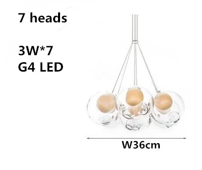Современный светодиодный Люстра для гостиной подвесные светильники для дома деко освещение крепление для столовой скандинавский стеклянный, для спальни Подвесные светильники в виде шаров - Цвет абажура: 7 heads transparent
