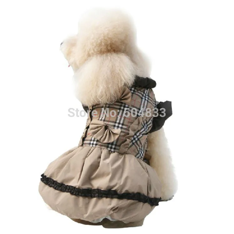 Классическое теплое клетчатое платье с принтом собак в шотландском стиле; зимняя одежда с подкладкой для домашних животных