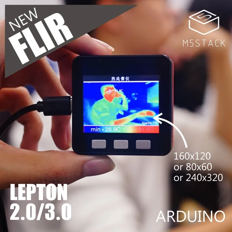 

M5Stack Official FLIR Radiometric Lepton 2.0/3.0 Dev 160HX120V 80HX60V Thermal Imager Kit M5 ESP32 Core Battery Module Optional