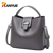 Gris negro Bucket Mujeres Bolsos de Cuero de Gran Capacidad de Asas Casual Bolso de Hombro de Lujo Bolsos de Las Mujeres Bucket Bolsas de Diseñador 2017