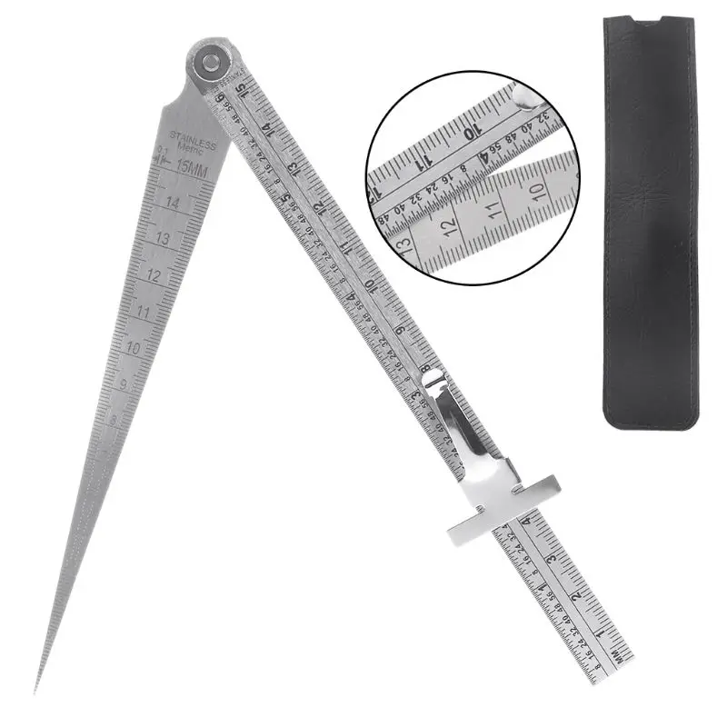 1pcs Stainless Steel Taper Welding Feeler Gauge Gage Depth Ruler Gap Hole 1-15mm