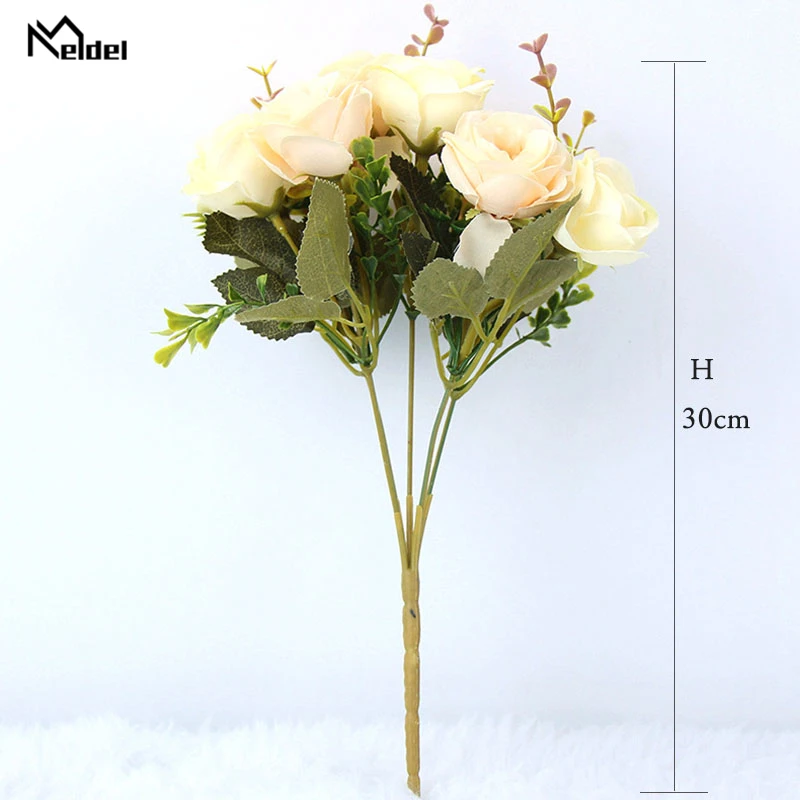 artificial flowers silk rose wedding bouquet home decor (13)
