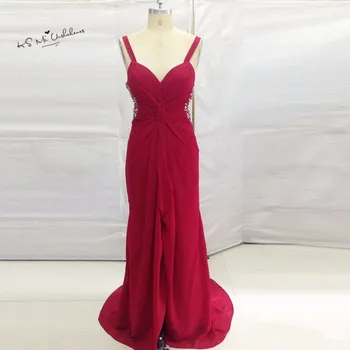 

Sexy Burgundy Evening Dresses Backless Mermaid Women Prom Dress Criss-Cross Side Long Party Gown Robe de Soiree 2017 Avondjurk