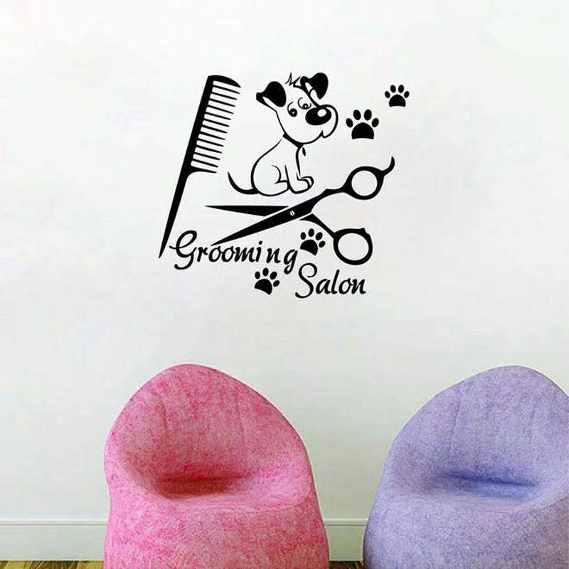Pet Grooming Salon Wall Decal Home Decor Dog On The Wall Vinyl Art