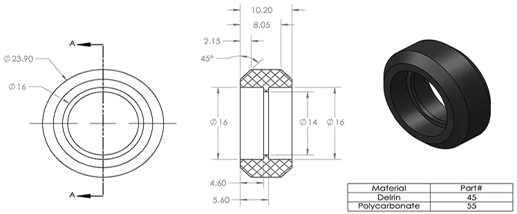 Поликарбонат супер прочный V колесо в сборе для Openbuilds V-Slot rail, OX CNC WorkBee CNC, V слот, сплошное колесо