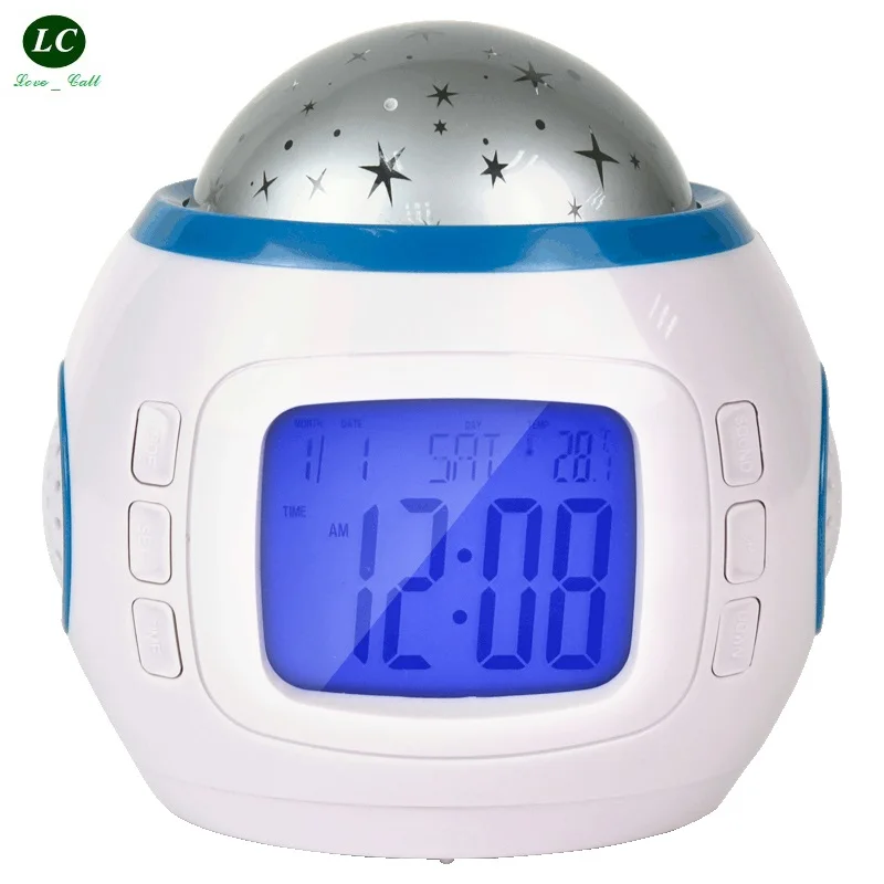 Personality Starry Sky Digital Clock night light Silent Alarm clock