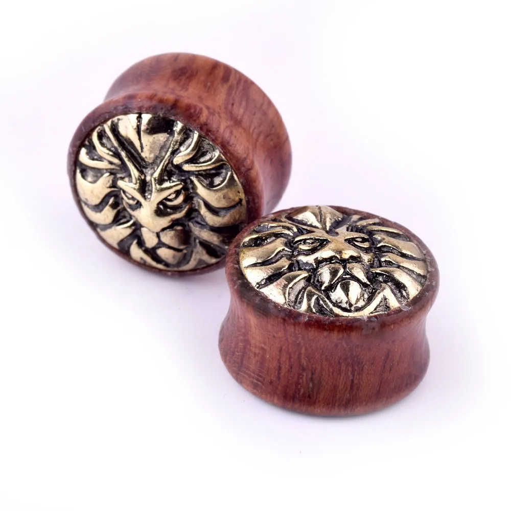 

1PCS Buddha Lion Life Organic Wood Tree Tunnels Double Flared Ear Stretcher Saddle Plugs Gauges 8mm - 20mm