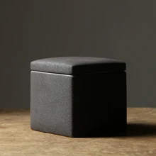 Керамическая грубая керамическая банка для хранения чая ручной работы, квадратная винтажная коробка для чашек, чайная посуда, аксессуары для декора, ремесла