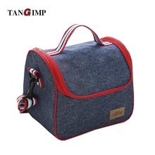 TANGIMP Lunchbox Denim Dunkelblau Tragbare Insulated Thermische Kühler Lebensmittel Lagerbehälter Tragetasche Reise Picknick Handtaschen