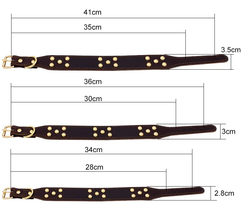1,1-1,4 дюймов ошейник для собак из натуральной кожи, поводок с заклепками, Шипованный ошейник для щенков, большой ошейник для щенков из лабрадора, Хаски, питбуля, ошейник для больших собак