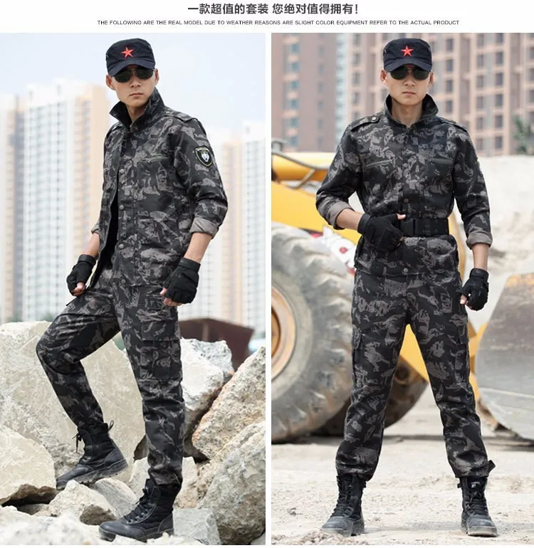 Черный камуфляж Военная Униформа армия тактический форма водостойкие для мужчин охота одежда куртка + брюки для девочек компле