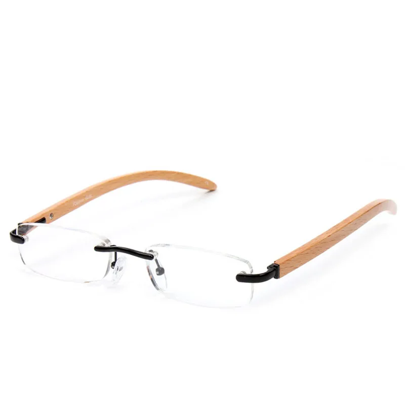 New Convenient Unisex Bamboo Wood Rimless Reading Glasses Readers