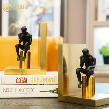 

Metal Book Ends with Golden Vanish / Reproducer of The Thinker by Auguste Rodin in Polymers / PACK 2pcs