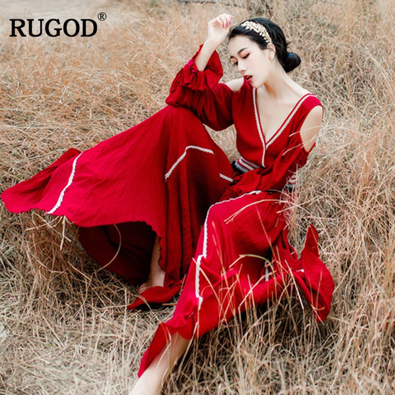 

RUGOD 2019 Fashion Wid Leg High Waist Women Jumpsuit Loose Female Sweet Sets Long Sleeve V- Neck Elastic Waist Lady Playsuit