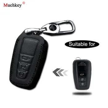 

Leather Remote Case Car Key Bag Cover for TOYOTA 3 Buttons Smart Key Luxury Genuine Hand Sew Black Line 1PC Type E