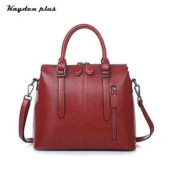 

2018 Autumn Cow Leather Woman Bag Luxury Handbags European Style Feminine Black Portable Big Bag Wild Shoulder Oil Wax Bag