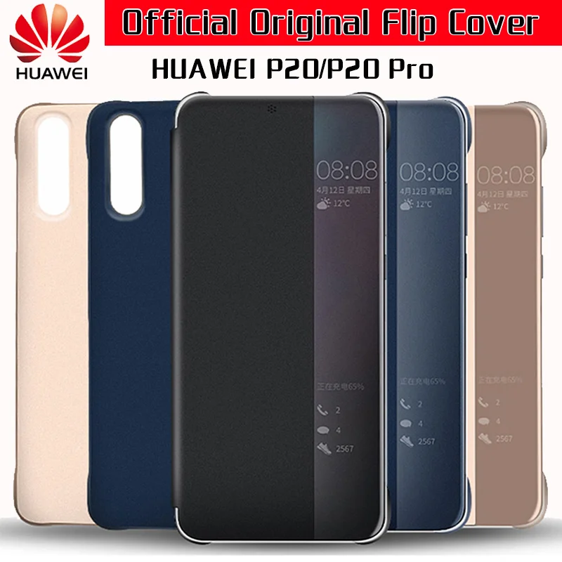 

Huawei P20 Pro Case Original 100% Official Flip Cover Smart View Window PU Leather HUAWEI P20 Case Funda Huawei P20 Pro Cover