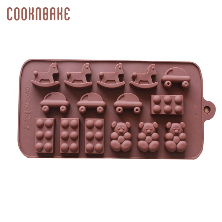 COOKNBAKE силиконовая форма для шоколадного медведя клейкие формы милые конфеты желе форма автомобиль медведь печенье Торт Украшение Инструмент 15 отверстий