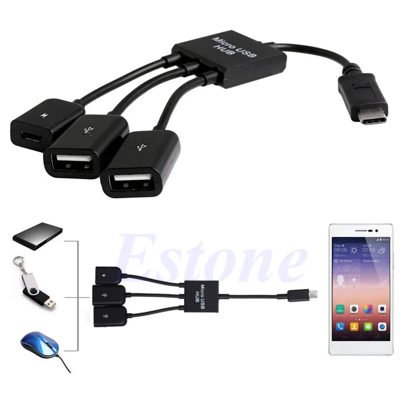 

3in1 USB 3.1 Type-C To Micro USB 2.0 Power Charging Host OTG Hub Cable Adapter