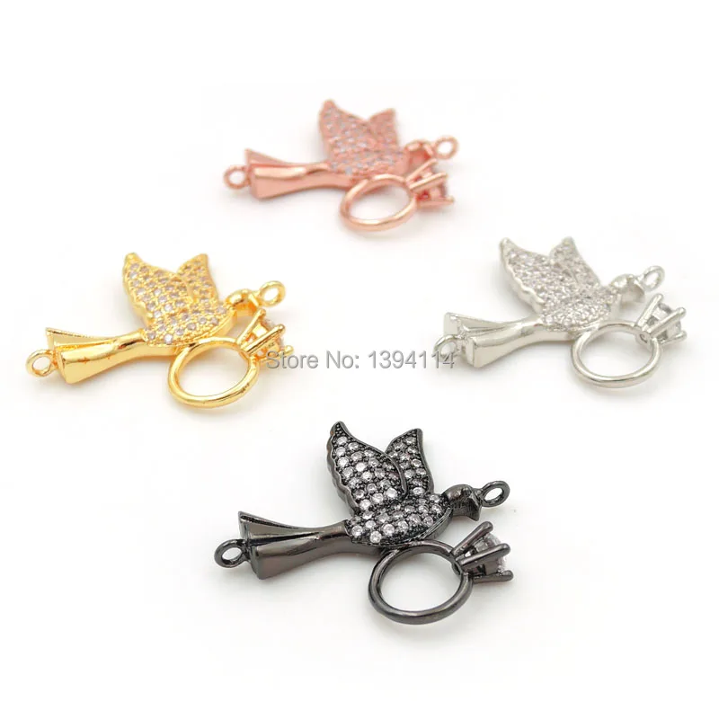 26*24*4mm Micro Pave Clear CZ Bird Ring Connectors Fit For Men And Women Making DIY Bracelets Jewelry | Украшения и аксессуары