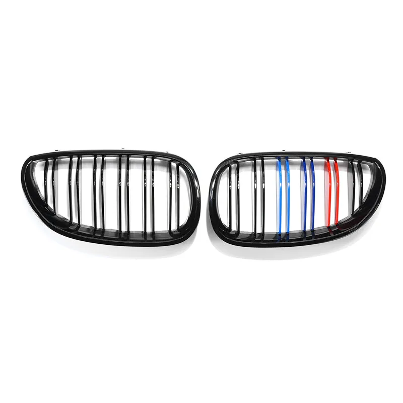 Пара глянцевый матовый черный м-Цвет спереди почек решетки для BMW E60 2003 2004 2005 2006 2007 2008 2009 2010 гонки решетка - Цвет: Gloss Black 2 Line M