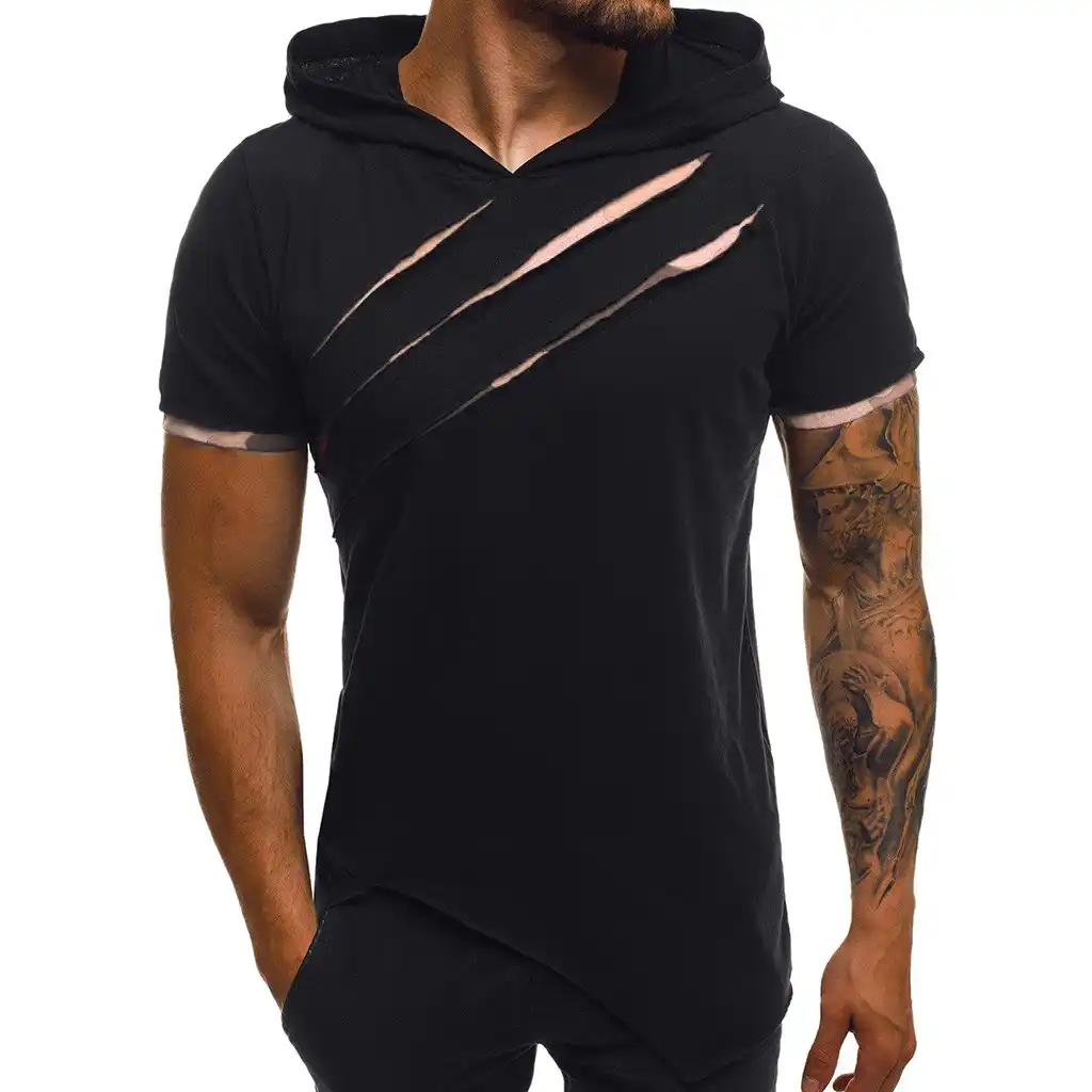 camiseta manga curta com capuz masculina