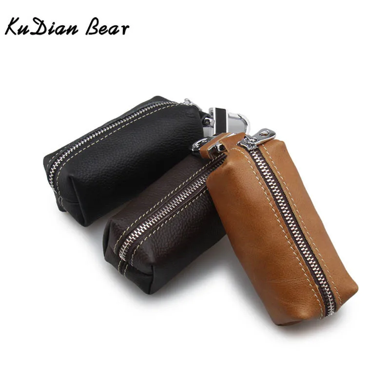 

KUDIAN BEAR High Quality Leather Key Wallets Casual Key Holders Cowhide Leather Key Organizer Designer Key Chains BIM016 PM49