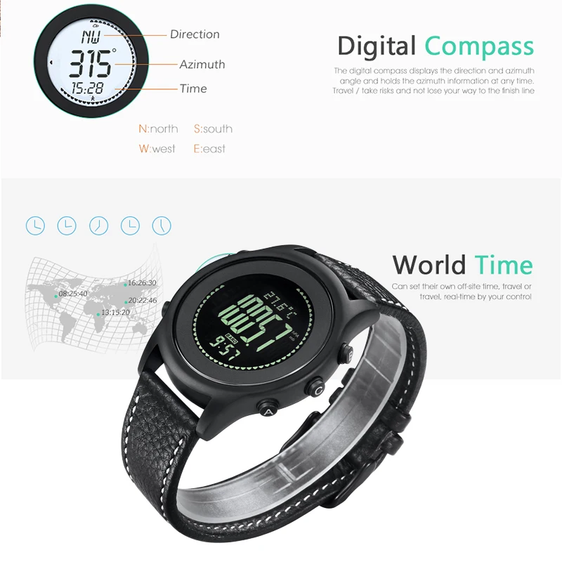 Смарт-часы шагомер открытый высотомер Компас смарт-ленточный термометр smartwatch барометр умный браслет мужские спортивные часы