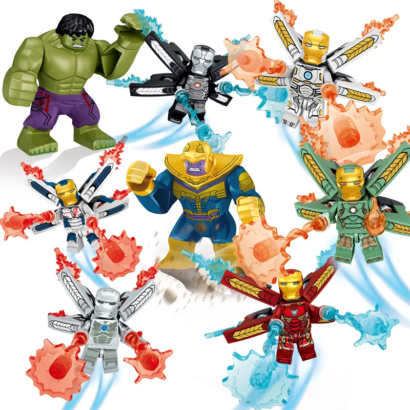 

8pcs Marvel Avengers Dc Super Heroes Iron Man Thanos Building Blocks Action Movie Figures Toys Compatile