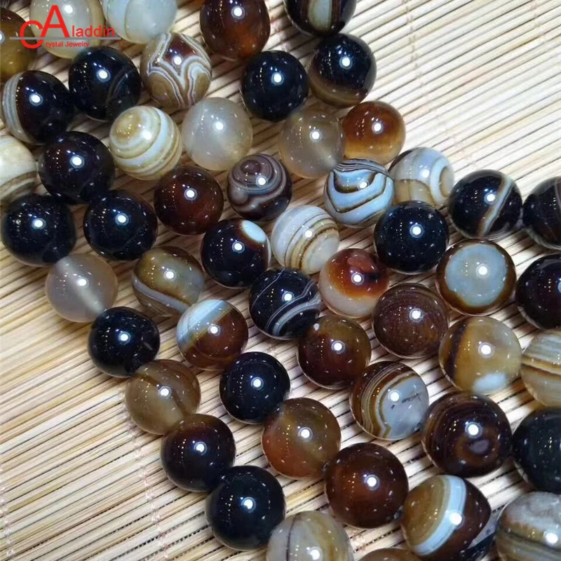 

Aladdin Wholesale 4/6/8/10/12MM Natural Coffee Brown Stripes Agat Stone Beads For DIY Jewelry Making DIY Bracelet Necklace Gift