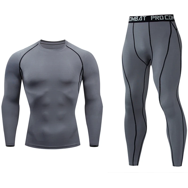 Мужская толстовка+ колготки, штаны, 2 предмета, спортивный костюм для тренажерного зала для бега, быстросохнущая компрессионная одежда, футболка, леггинсы